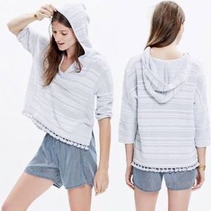 Madewell Striped Tassel Fringe Sweater Hoodie